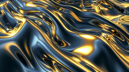 Metallic abstract wavy liquid background with waves