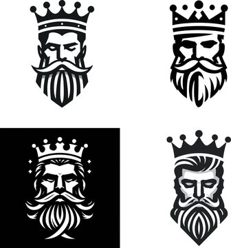 set of bearded king logo