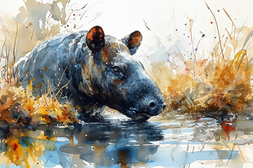 painting of a tapir - obrazy, fototapety, plakaty