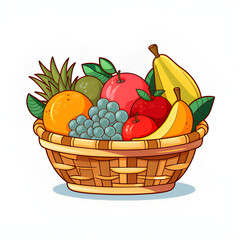 fruit basket with fruit filling vector design