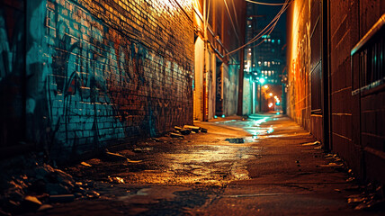 Graffiti in narrow alley