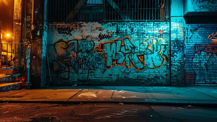Graffiti in narrow alley