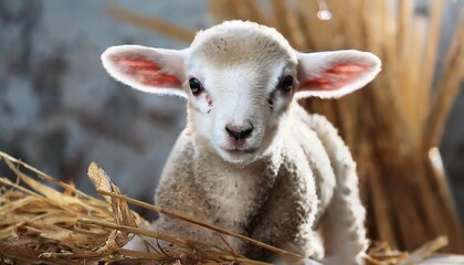 Cute lamb, front view close up image of cute lamb. Eid mubarak.