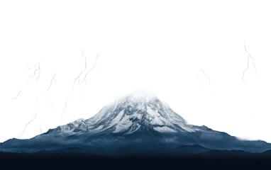 The Harmonious Blend of Thunderstorm and Alpine Majesty Isolated on a Transparent Background PNG
