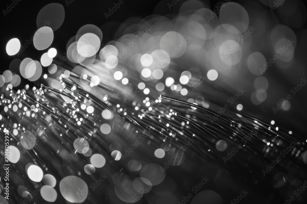 Poster A captivating black and white photo capturing a bunch of lights. Versatile and suitable for various creative projects