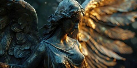Fototapeta premium A close-up shot of a beautiful angel statue. Perfect for adding a touch of elegance to any project or decoration
