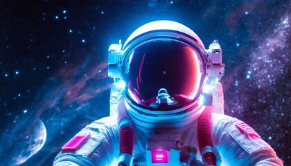 Astronaut In Outer Space, detaling. close up.
