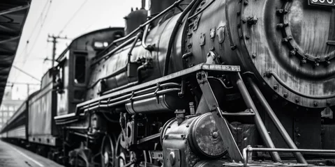  A classic black and white photo of a train. Perfect for vintage or transportation-themed designs © Vladimir Polikarpov