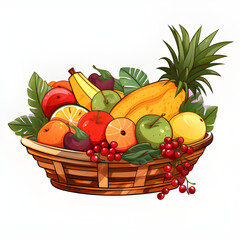fruit basket with fruit filling vector design