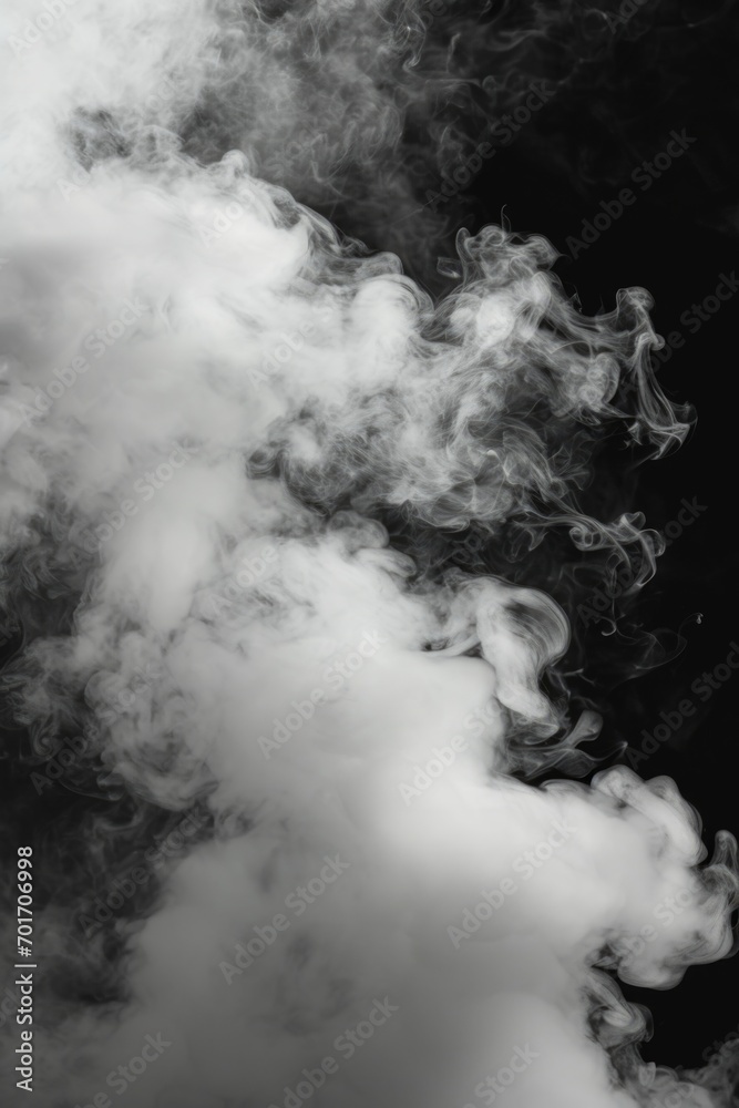 Poster A captivating black and white photograph capturing smoke billowing out of a pipe. This versatile image can be used to add an atmospheric touch to various creative projects