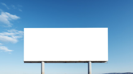 Obraz premium Outdoor billboard mock up with white blank space and dynamic cloud background. Advertisement design. Generative AI