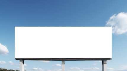 Big billboard mock up with white blank space and dynamic cloud background. Advertisement design. Generative AI - obrazy, fototapety, plakaty