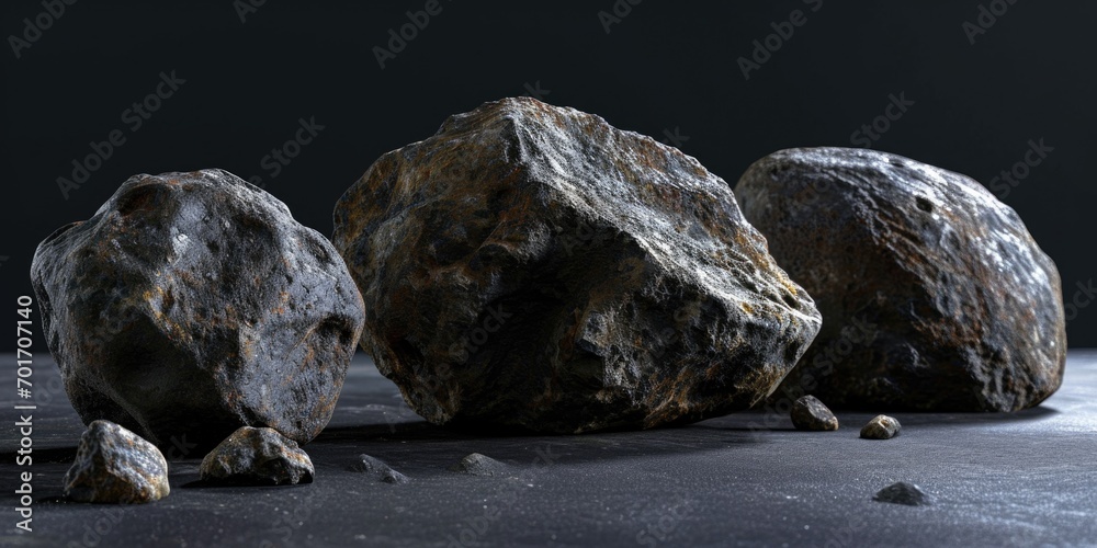 Poster A group of rocks sitting on top of a table. Can be used for various themes and concepts