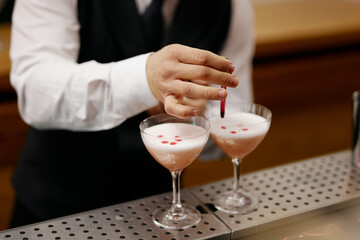 the bartender prepares an author's cocktail