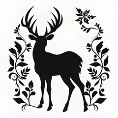 vector deer silhouette on black background