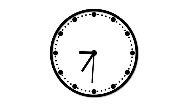 Simple black clock icon animated on a white background.