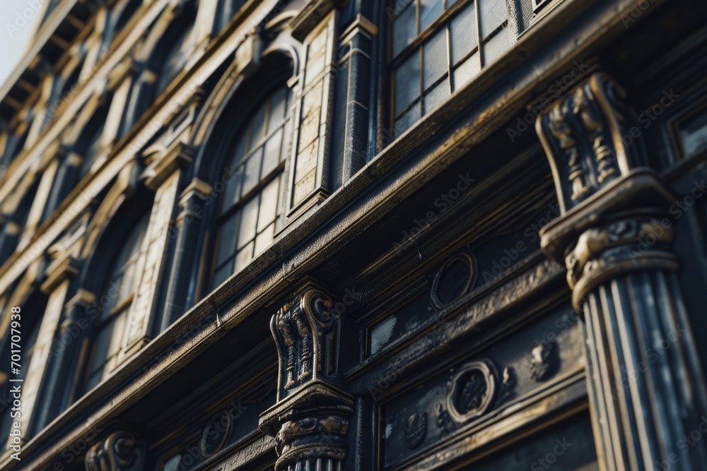 Aufkleber A picture of a building with a prominent clock on its front. This image can be used to depict architectural landmarks, urban scenery, or to symbolize the concept of time
