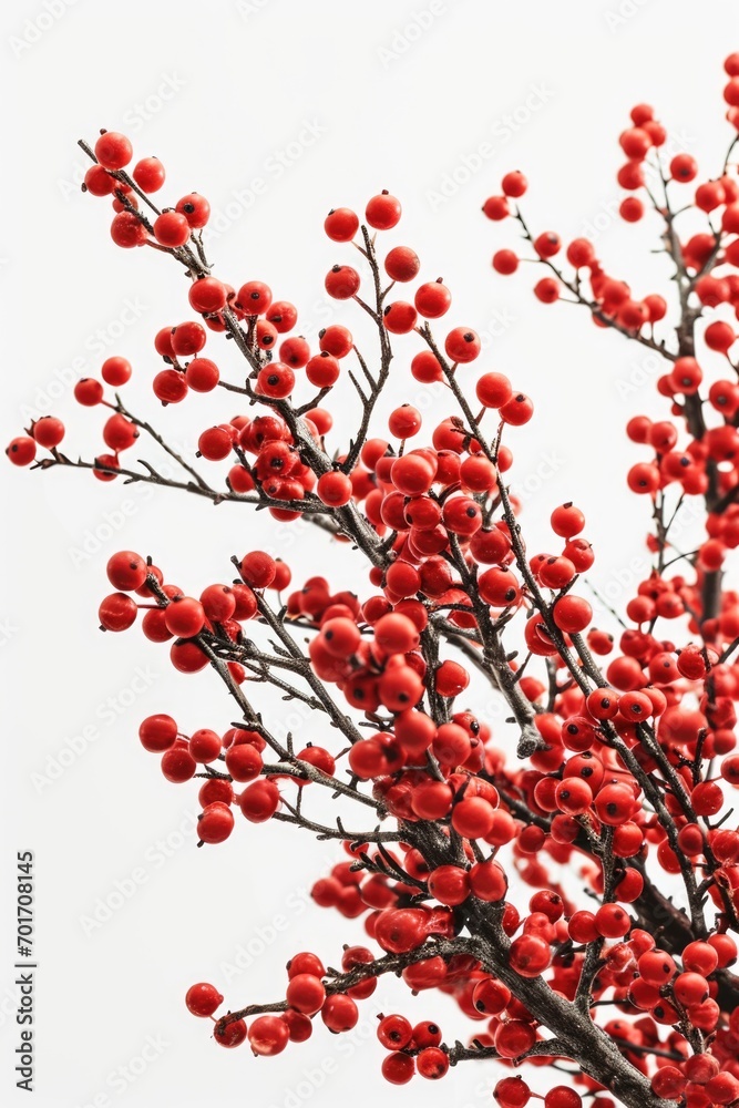 Poster a picture of a bunch of red berries on a tree. can be used to represent the beauty of nature or as a