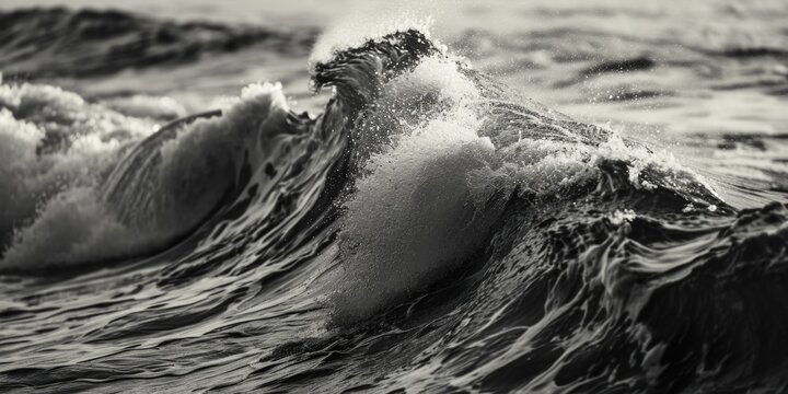 A captivating black and white photograph capturing the power and beauty of a wave in the ocean. Perfect for adding a touch of elegance and drama to any project