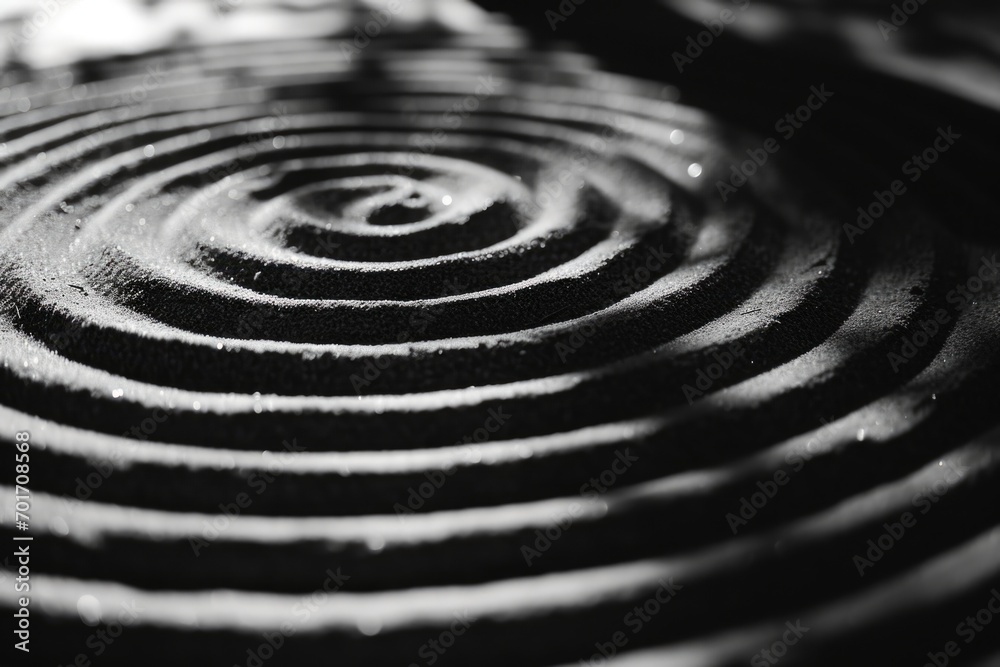 Aufkleber A black and white photo featuring a captivating spiral design. This versatile image can be used in various creative projects