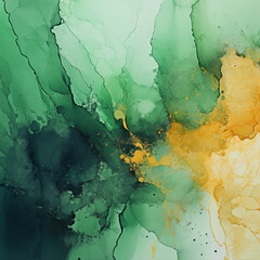 Abstract watercolor painting. Green painted background