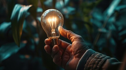 A person holding a light bulb in their hand. This image can be used to represent creativity, innovation, or bright ideas