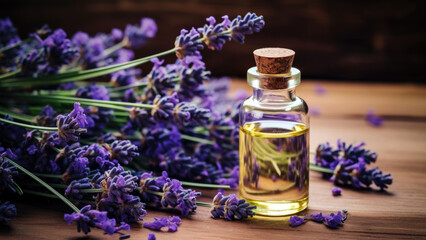 Obraz na płótnie Canvas Zen in a Jar: Lavender Oil and Fresh Blooms Harmony