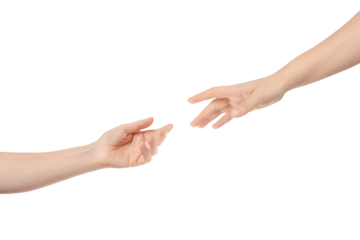 Helping hand of god isolated on transparent png background with clipping paths. Gesture hand concept. 