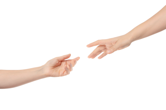 Helping hand of god isolated on transparent png background with clipping paths. Gesture hand concept. 