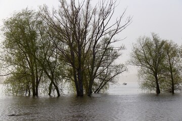 Irtysh river flooding in spring
