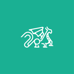 Dragon logo icon vector design. modern logo line art