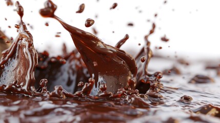 A detailed view of a surface covered in rich, decadent chocolate. Perfect for food lovers and...