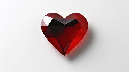 cœur en diamant rouge sur fond blanc