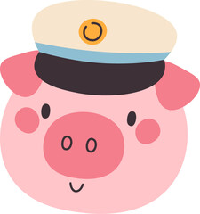 Pig Head With Sailor Hat