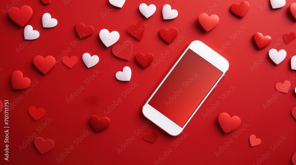 Wall mural Wallpaper of Phone and Hearts