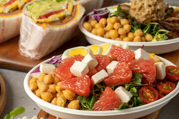 Grapefruit cream cheese salad, konjac rice mushroom salad, fried shrimp salad, onion hot dog, ham cheese egg sandwich, crab meat cheese egg sandwich, egg sandwich, kaya toast