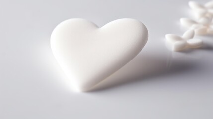 Fototapeta premium cœur blanc sur fond blanc pour saint valentin