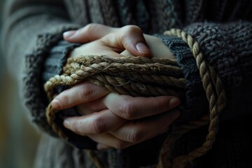 A close-up image of a person holding a rope. This versatile image can be used to depict concepts such as teamwork, determination, or overcoming obstacles