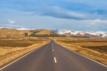 The road toward the mountains in Armenia