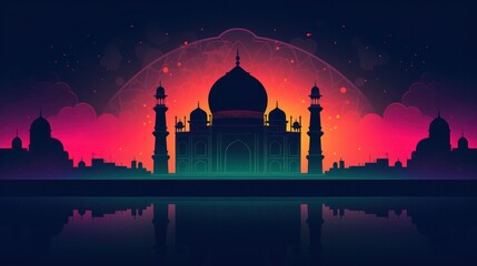 Abstract Illustration of Taj Mahal - obrazy, fototapety, plakaty