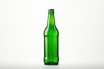 Bottle with cold green beer on white background. Saint Patrick's Day