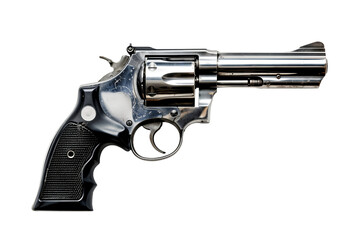 Generic black revolver gun png, isolated on white or transparent background, steel firearm, weapon pistol cut out - obrazy, fototapety, plakaty