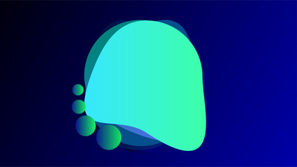 Overlay random blue green irregular peas circle frames over dark blue background