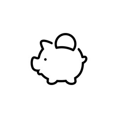 piggy bank icon with coin symbol, made in line style.