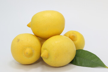 group of lemons on white background