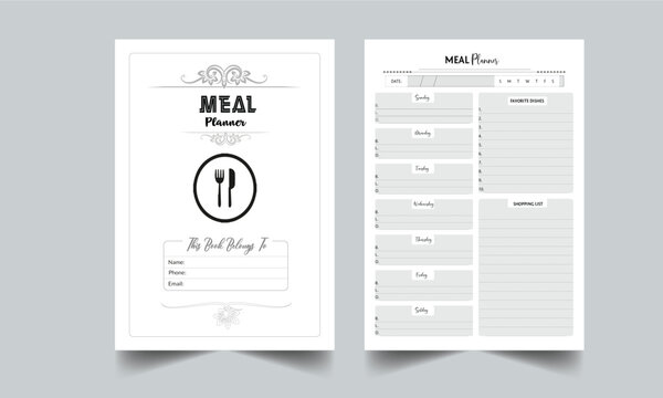 Meal Planner. Daily Gratitude Monthly & Yearly Undated Planner. Journal. Printable Gratitude Journal. Planner Bundle Design. Printable Planner Set With Cover Page Layout Template