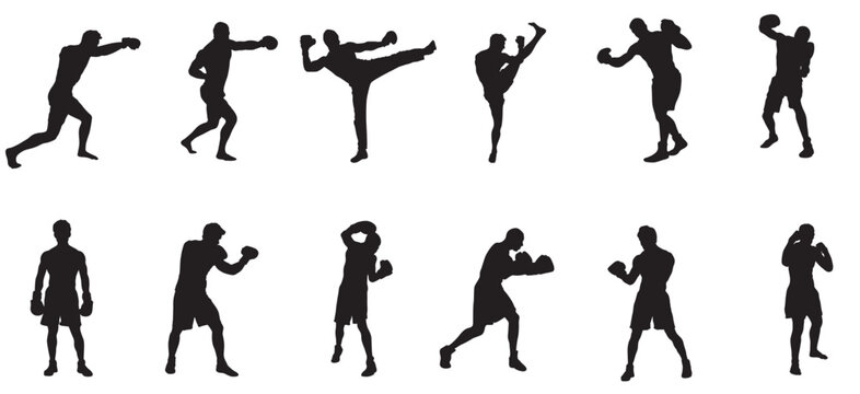 Silhouette of boxing fighter 