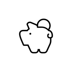 piggy bank icon with coin symbol, made in line style.