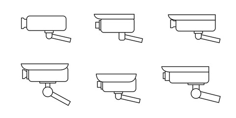 Video surveillance icon set. PNG security camera CCTV flat icons. PNG graphic on transparent background.