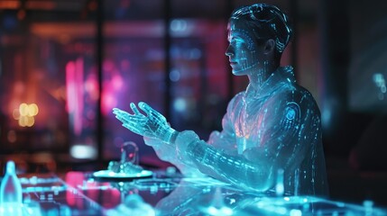 A man and a hologram of a man